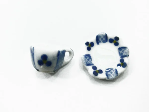 Paint Coffee Cup Saucer Scallop Plate Dollhouse Miniature Ceramic #S - Image 3