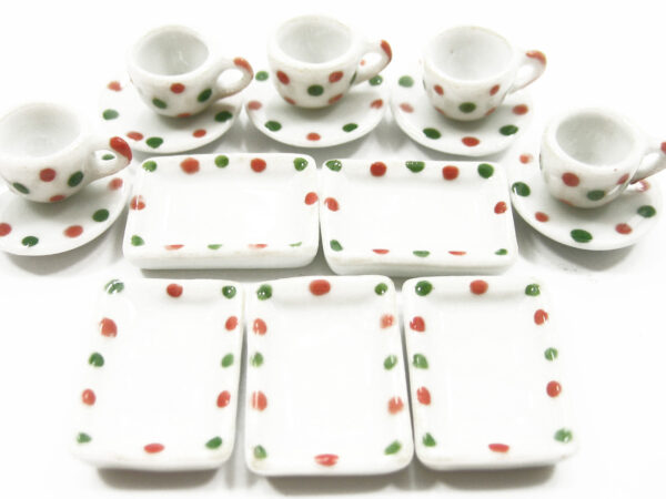 Dolls House Miniature Ceramic 5/15 Mixed Plate Coffee Dot Paint CF00 8058