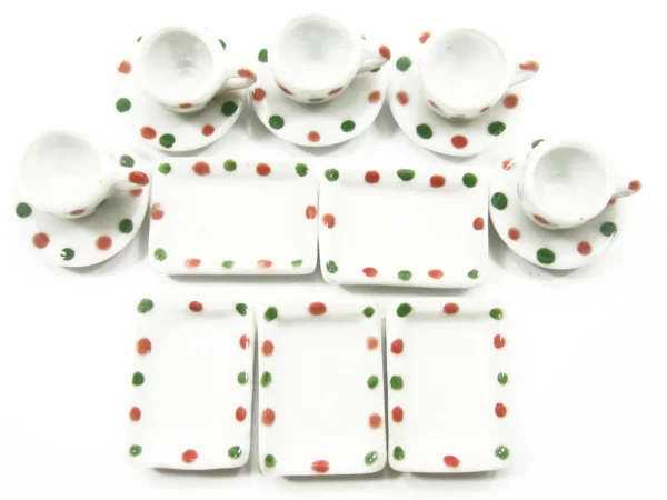 Dolls House Miniature Ceramic 5/15 Mixed Plate Coffee Dot Paint CF00 8058 - Image 2