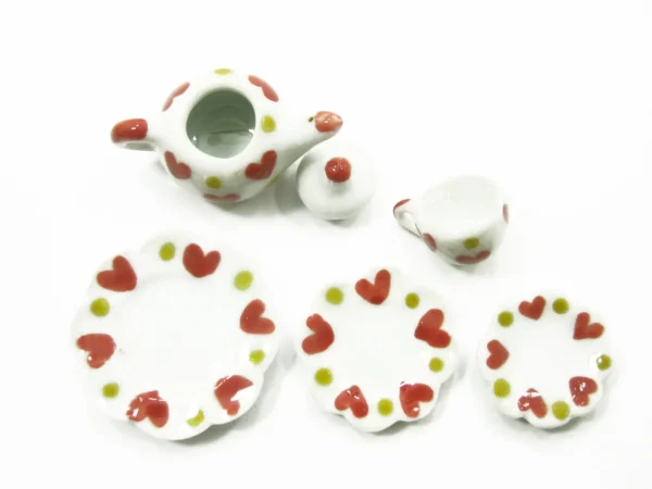 Dolls House Miniature Kitchen Ceramic 9 Mixed Plate Coffee Heart Paint CF00 8059 - Image 3