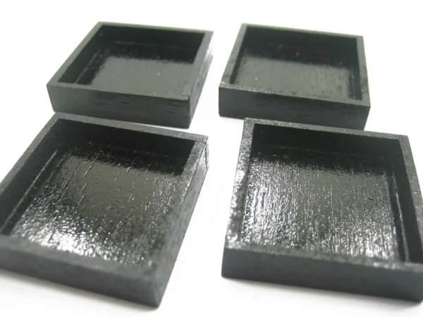 Dollhouse Miniature 4 Empty Wooden Square Sushi Food Box Artist Supply 9556 - Image 2
