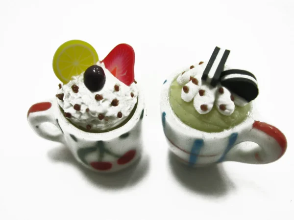 Dollhouse Miniature Food 2 Mug Cake Beverage Drink Ceramic Paint Cup 12720 - Image 2