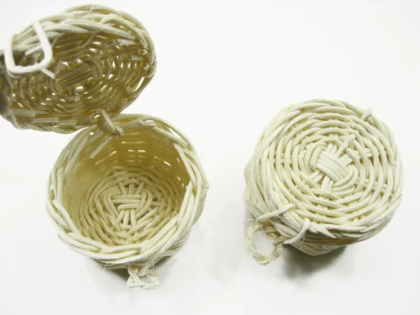 Picnic Wicker Round Baskets Dollhouse Miniatures Handmade Supply Charms - Image 2