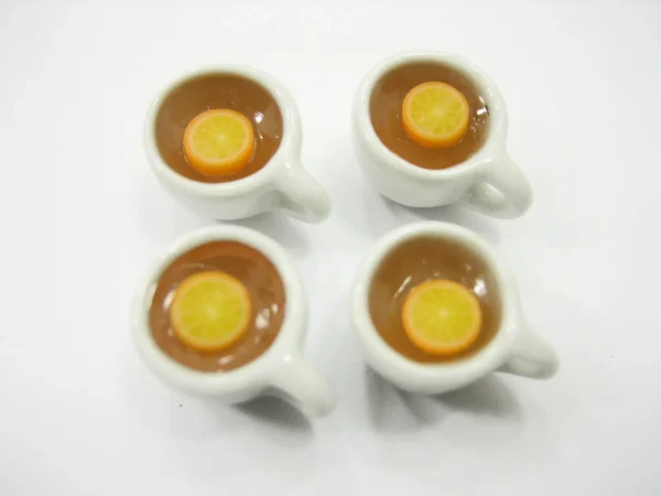 Set Cups Hot Orange Fruit Tea Dollhouse Miniatures Food Beverage #S - Image 2