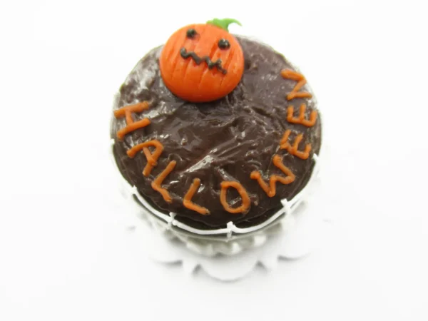 Dollhouse Miniatures Halloween Cake 2 cm Jack-O-Lantern Seasonal Handmade 13973 - Image 2