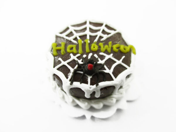 Dollhouse Miniatures Halloween Cake 2 cm Spider Web Seasonal Handmade 13983