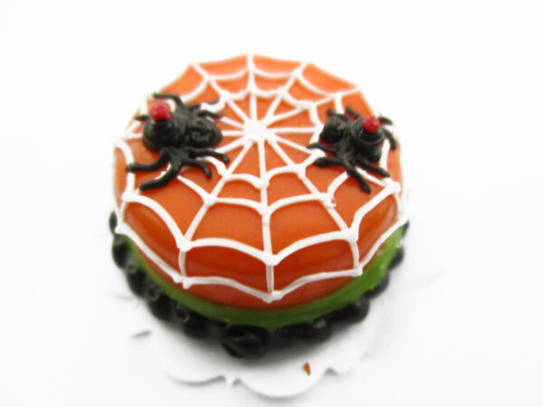 Dollhouse Miniatures Halloween Cake 2 cm Spider Web Seasonal Handmade 13984