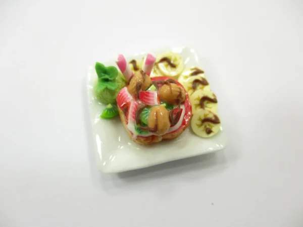 Dollhouse Miniatures Food Honey Toast Fruit Topping Dessert Ceramic Plate 14156 - Image 3