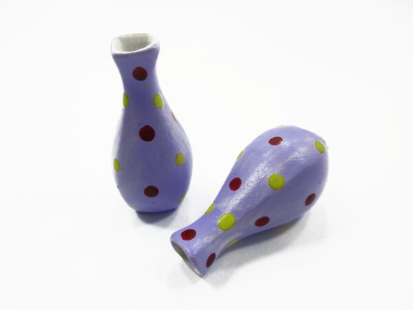 Dollhouse Ceramic Miniature 2 Vase Purple Paint Flower Plant Accessories 14861