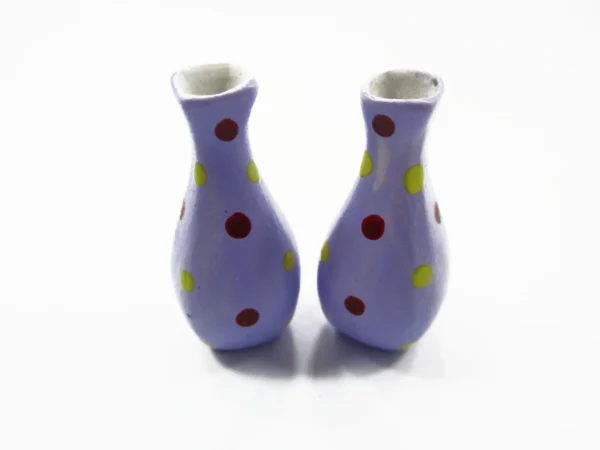 Dollhouse Ceramic Miniature 2 Vase Purple Paint Flower Plant Accessories 14861 - Image 2