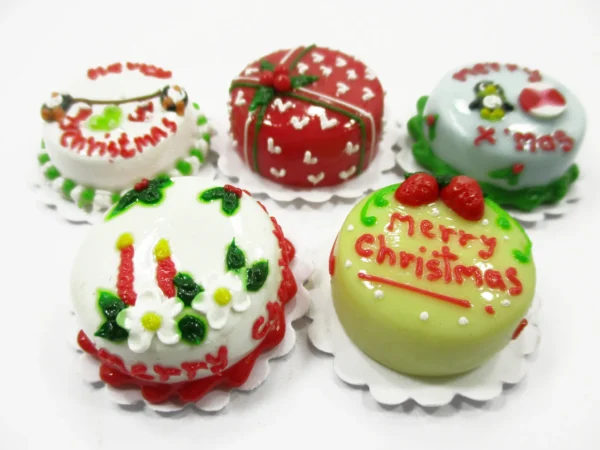 Dollhouse Christmas 10 Cake 2 cm Holiday Seasonal Miniature Christmas 14982 - Image 3