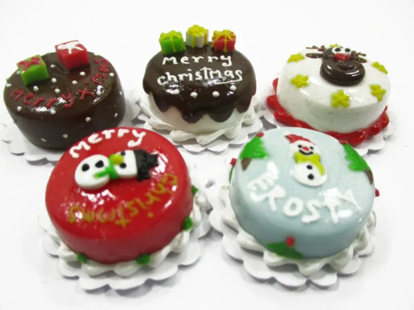 Dollhouse Christmas 10 Cake 2 cm Holiday Seasonal Miniature Christmas 14982 - Image 4