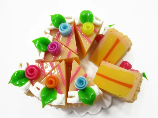 Dollhouse Miniatures Food 8 Cuts Slice Orange Cake Rose Flower Supply 15342 - Image 2