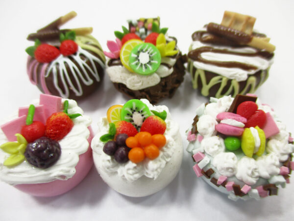 NEW Dollhouse miniature Food 6 Mixed Fruit Flower Cake Mini Tiny Bakery 15539