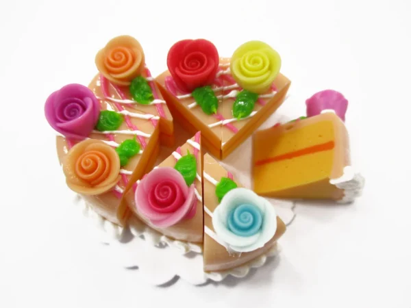 Dollhouse Miniatures Food 8 Cuts Slice Orange Cake Rose Flower Supply 15551 - Image 2