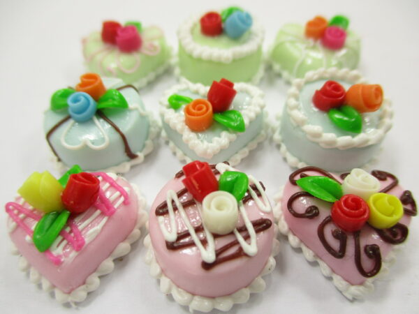 Dollhouse Miniatures Food Cakes 9 Assorted Color Rose Cake 1.5 cm Supply 15595