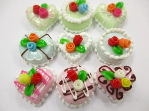 Dollhouse Miniatures Food Cakes 9 Assorted Color Rose Cake 1.5 cm Supply 15595 - Image 2