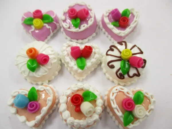 Dollhouse Miniatures Food Cakes 9 Mixed Color Rose Flower Cake 1.5 cm 15610 - Image 2