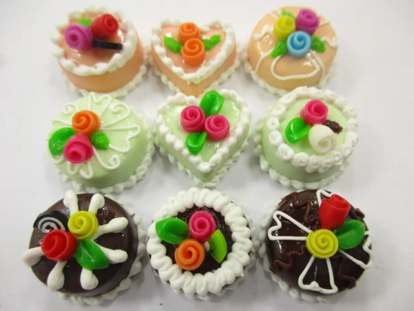 Dollhouse Miniatures Food Cakes 9 Assorted Rose Flower Cake 1.5 cm Dessert 15612 - Image 2