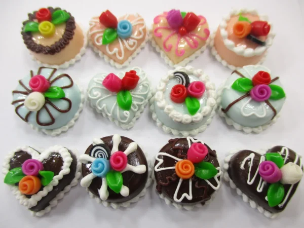 Dollhouse Miniatures Food Cakes 12 Mixed Color Mini Flower Cake 1.5 cm 15633 - Image 2