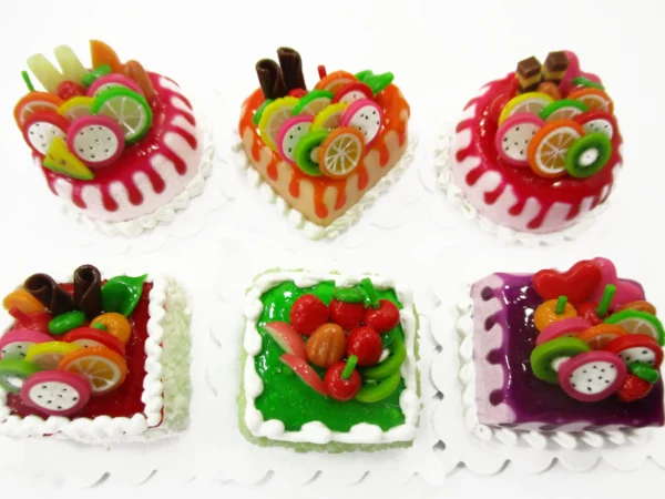 Dollhouse Miniatures Food 2 cm 6 Assorted Color Fruit Cake Bakery Supply 15705 - Image 2