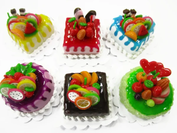 Dollhouse Miniatures Food 2 cm 6 Assorted Color Fruit Cake Bakery Supply 15722 - Image 2