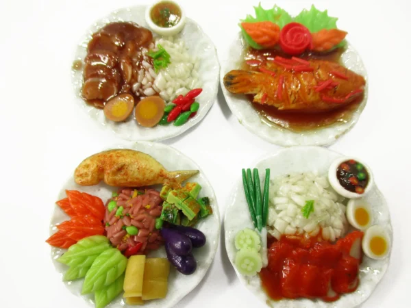 Dollhouse Miniature food 4 Ceramic Plates Thai Food 3.5 cm Dollhouse Food 15887 - Image 2