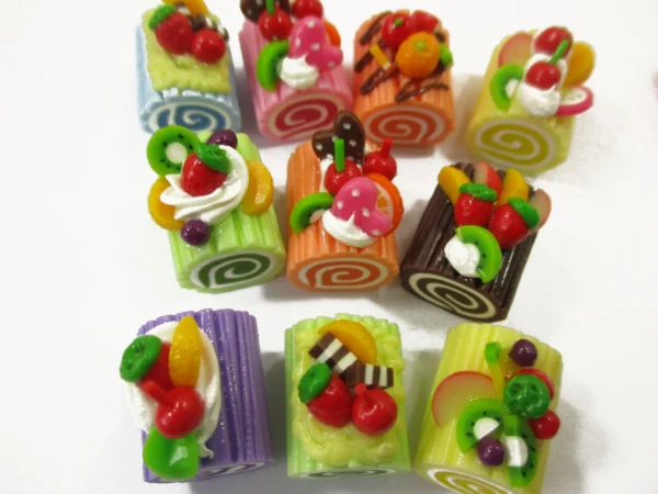 1:6 Dollhouse Miniature Food 10 Mixed Fruit Roll Log Cake Bakery Dessert 16008 - Image 2