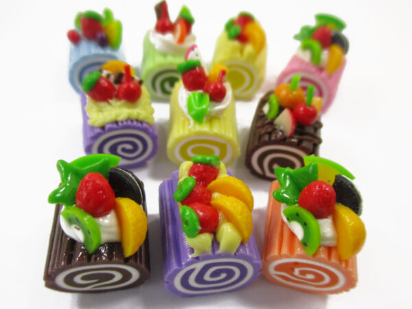 Dollhouse Miniature Food 10 Mixed Fruit Roll Log Cake Bakery Dessert 1:6 16012