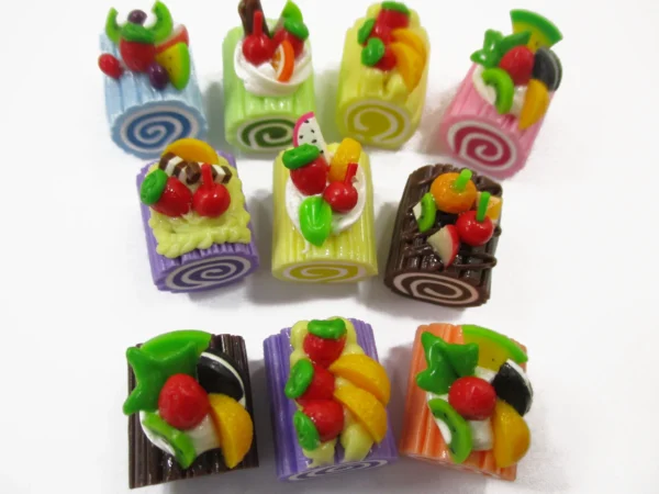 Dollhouse Miniature Food 10 Mixed Fruit Roll Log Cake Bakery Dessert 1:6 16012 - Image 2