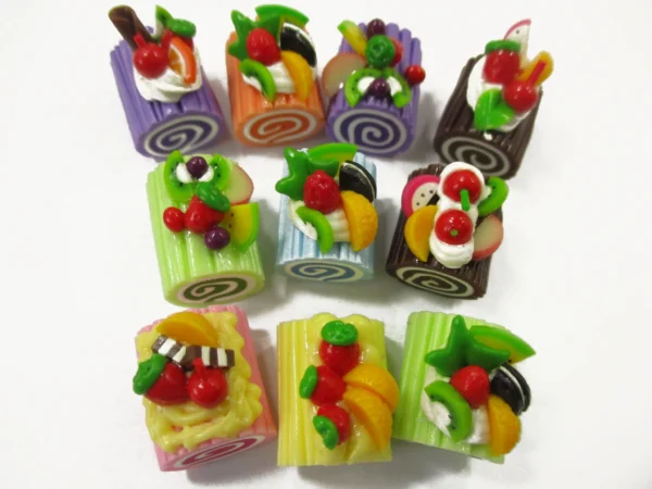 Dollhouse Miniature Food 10 Mixed Fruit Sweet Roll Cake Log Cake 16015 - Image 2