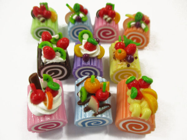 Dollhouse Miniature Food 10 Mixed Fruit Roll Log Cake Bakery Dessert 16016
