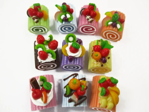 Dollhouse Miniature Food 10 Mixed Fruit Roll Log Cake Bakery Dessert 16016 - Image 2