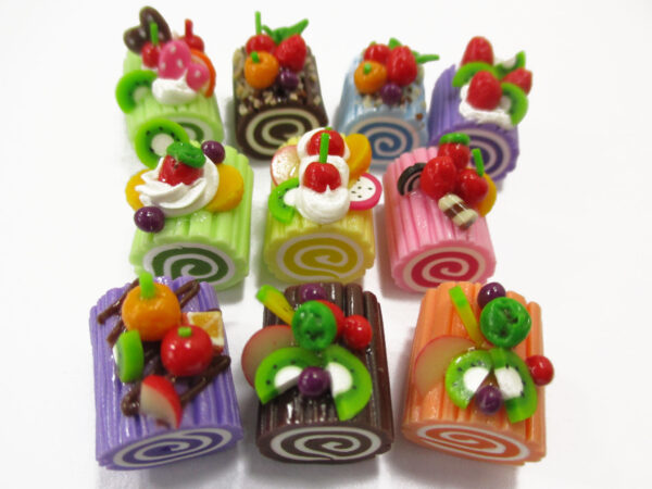 Dollhouse Miniature Food 10 Mixed Fruit Roll Log Cake Bakery Sweet 16017