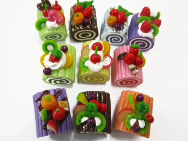Dollhouse Miniature Food 10 Mixed Fruit Roll Log Cake Bakery Sweet 16017 - Image 2
