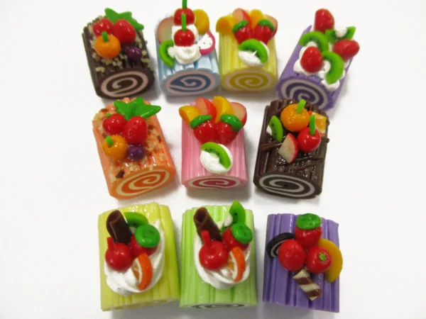 Dollhouse Miniature Food 10 Fruit Sweet Roll Cake Log Cake Bakery 16018 - Image 2