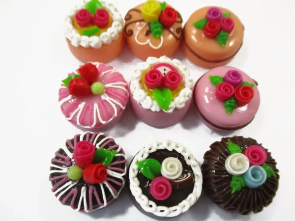 Dollhouse Miniatures Food Cakes 9 Chocolate Rose Flower Cake 1.5 cm Supply 16031 - Image 2