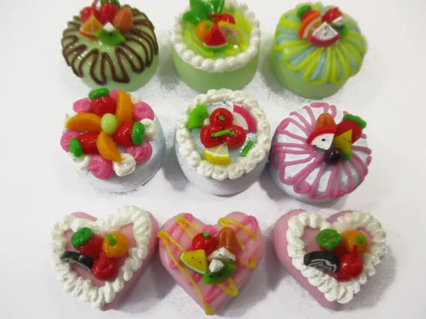 Dollhouse Miniatures Food Cakes 9 Mixed Color Mini Fruit Cake 1.5 cm Sweet 16042 - Image 2