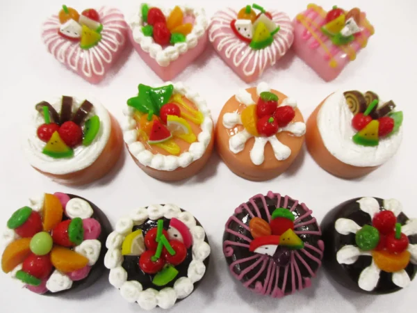 Dollhouse Miniatures Cakes 12 Mixed Color Fruit Cake 1.5 cm Dessert Bakery 16050 - Image 2