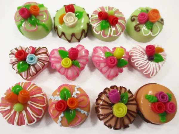 Dollhouse Miniatures Food Cakes 12 Rose Flower Mini Cake 1.5 cm Supply 16055 - Image 2