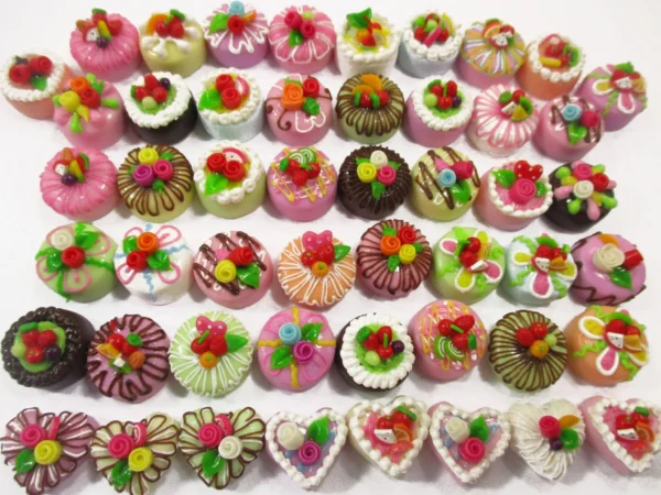 Dollhouse Miniature Food 50 Mixed Color Fruit Flower Cake 1.5 cm WHOLESALE 16075 - Image 2