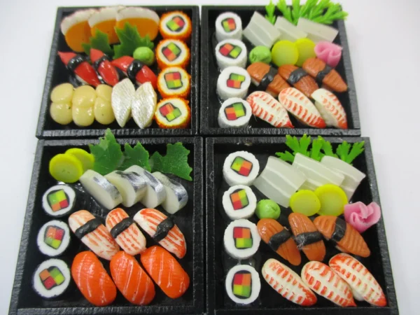 Dollhouse Miniature Food 4 Sushi Bento Lunch Japanese Food Box Set 16318 - Image 2