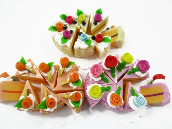 Dollhouse Miniature Food 24 Cuts Cake Assorted Color Rose Flower Topping 16460 - Image 2