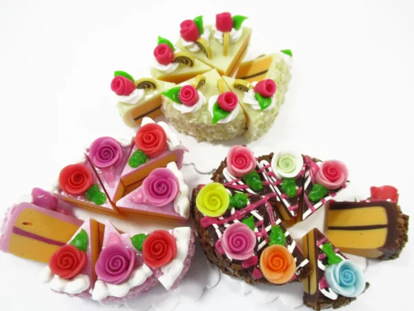 Dollhouse Miniature Food 24 Slices Cake Assorted Color Rose Flower Topping 16462 - Image 2