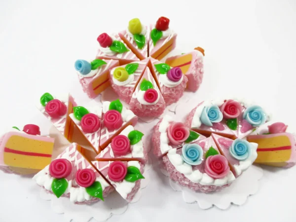Dollhouse Miniature Food 24 Slices Cake Mixed Color Rose Flower Topping 16463 - Image 2