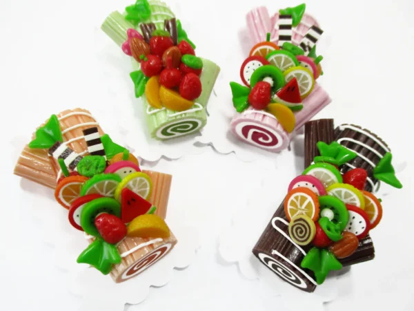 1:6 4 Color Log Roll Fruit Cakes Dessert Dollhouse Miniature Food 16469 - Image 2