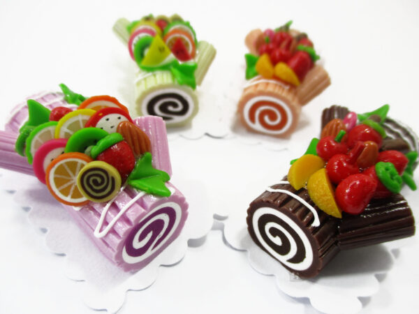 1:6 4 Color Log Roll Fruit Cakes Dessert Dollhouse Miniature Food Bakery 16472