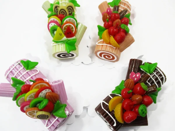 1:6 4 Color Log Roll Fruit Cakes Dessert Dollhouse Miniature Food Bakery 16472 - Image 2