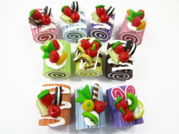 1:6 Dollhouse Miniature Food 10 Mixed Fruit Sweet Roll Cake Log Cake 16499 - Image 2