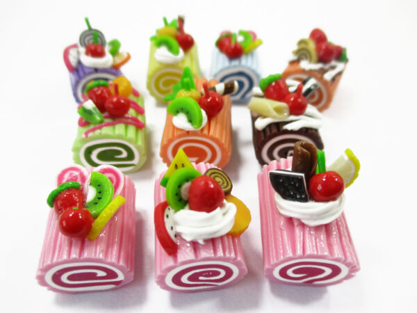 1:6 Dollhouse Miniature Food 10 Mixed Fruit Sweet Roll Cake Log Cake 16500